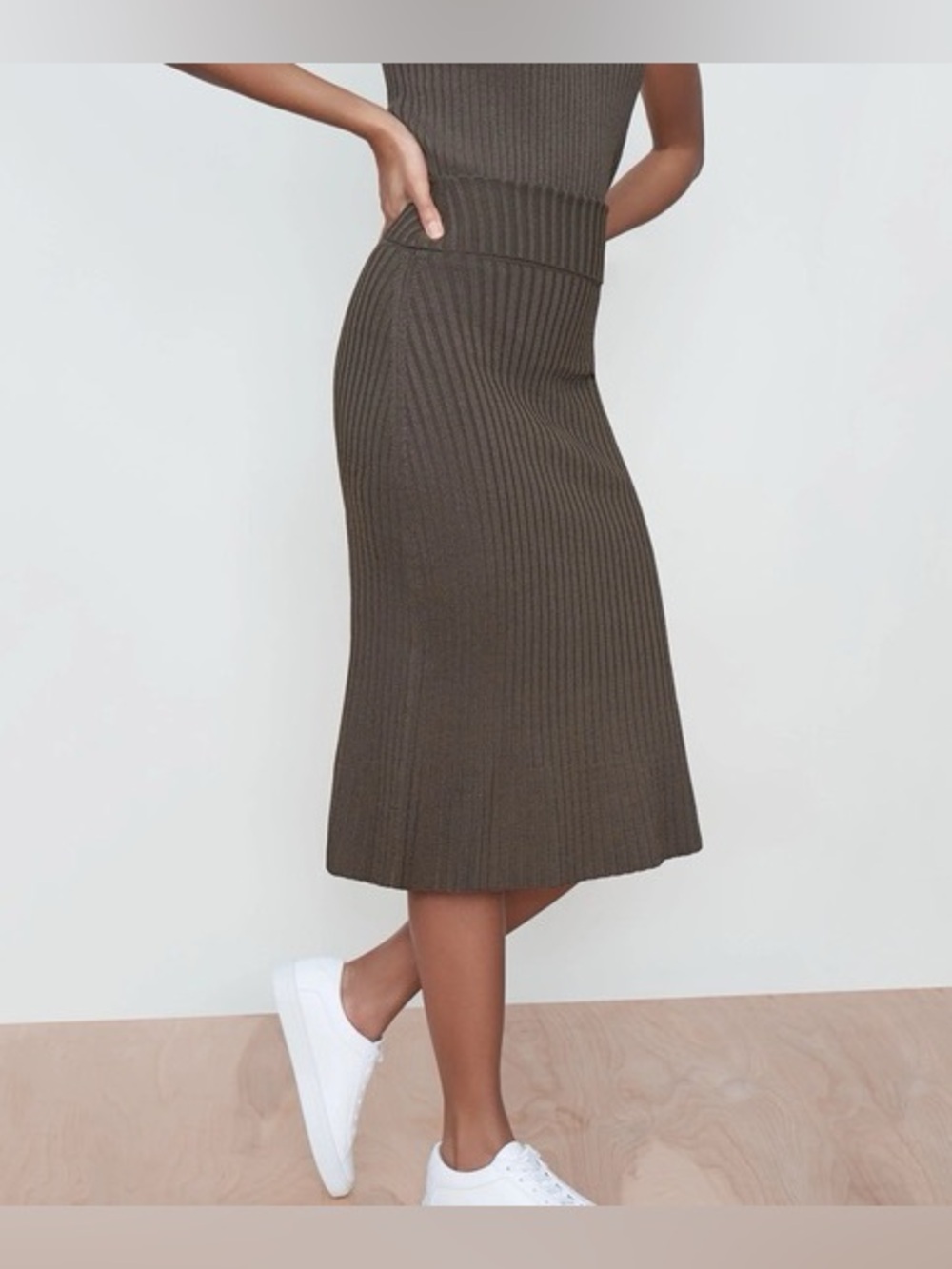 MM Lafleur Ribbed Knit Midi York Skirt Size Large